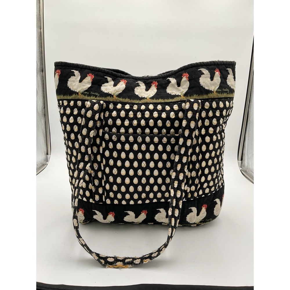 Vera Bradley Bag Chanticleer Multi Tote Rooster Egg Chicken Print 98' Retired